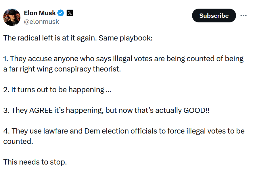 Elon Musk about manipulation of US elections